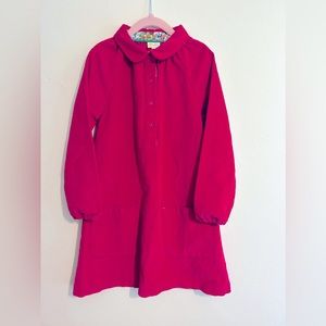 Mini Boden girls corduroy a-line dress, Peter Pan collar, size 6-7, magenta